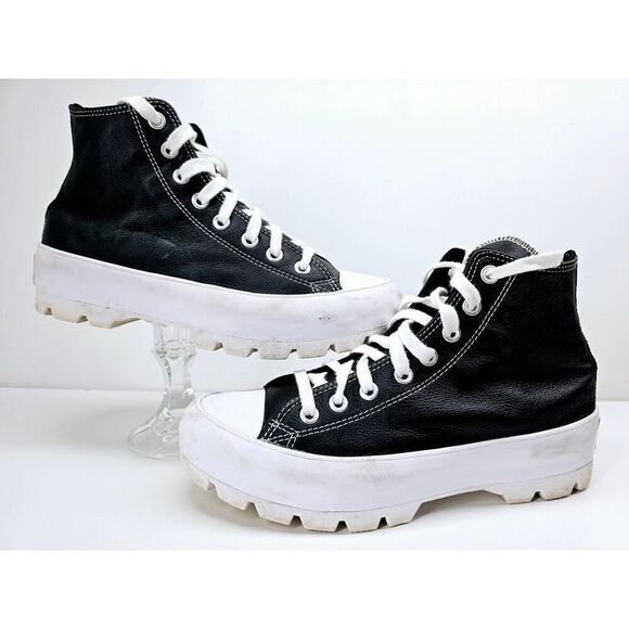 Premium Leather Converse Women 9 Platform - Picture 1 of 8